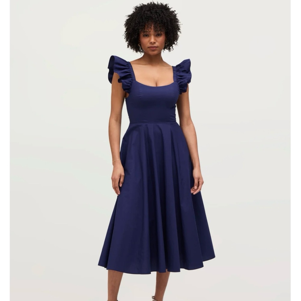 Hill House Daphne Dress - Navy Cotton - Size S